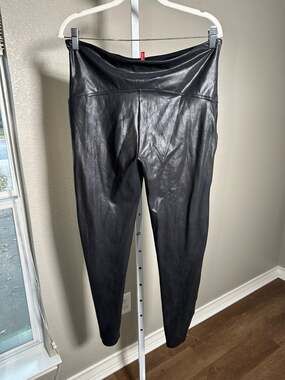 Spanx Faux Leather High Waisted Leggings Black Size 2X